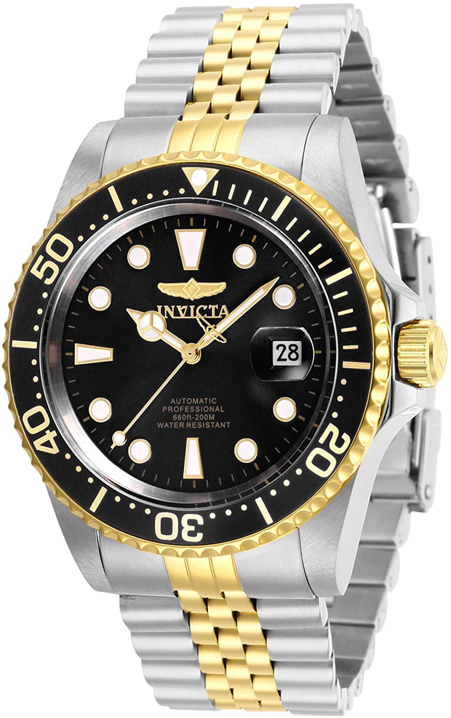 Invicta Pro Diver Automatic 24 Jewels Black Dial Two Tone Men S Watch