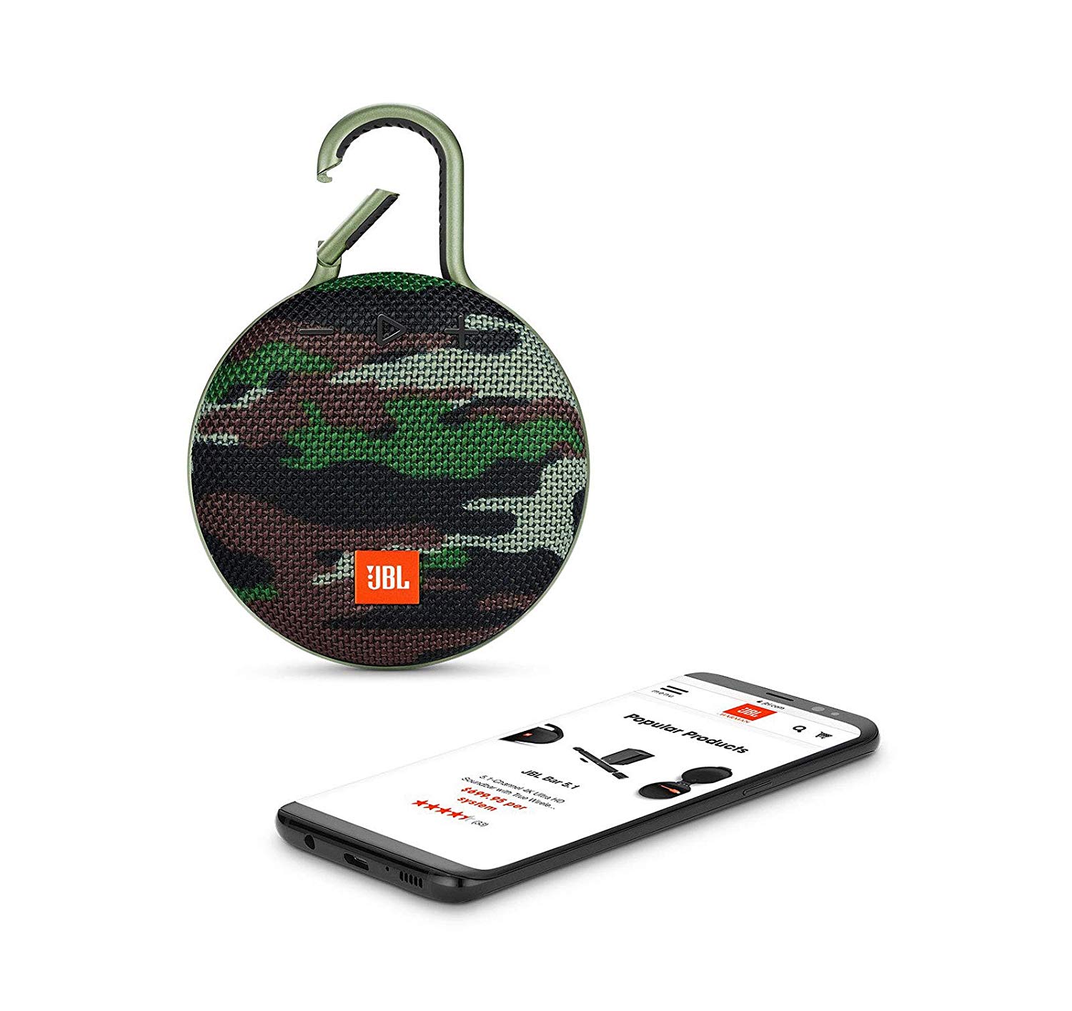 JBL Clip 3 Portable Waterproof Wireless Bluetooth Speaker, Camo