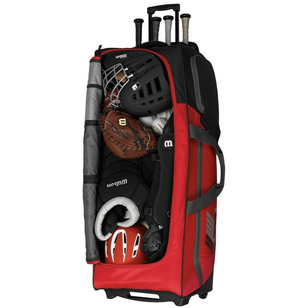 2019 Wilson Pudge 2.0 Wheeled Catcher's Bag, Scarlet Red 887768508197 ...