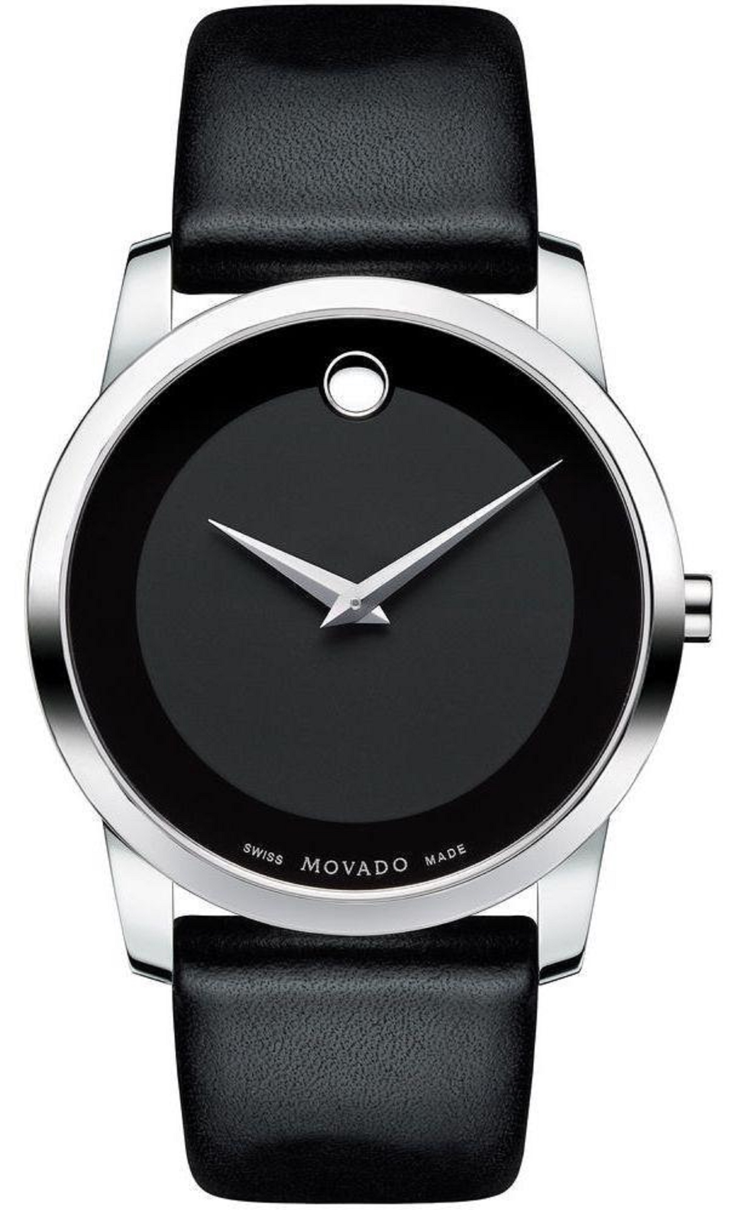 Movado Museum Classic Swiss Black Dial Silver Black Leather Men Watch