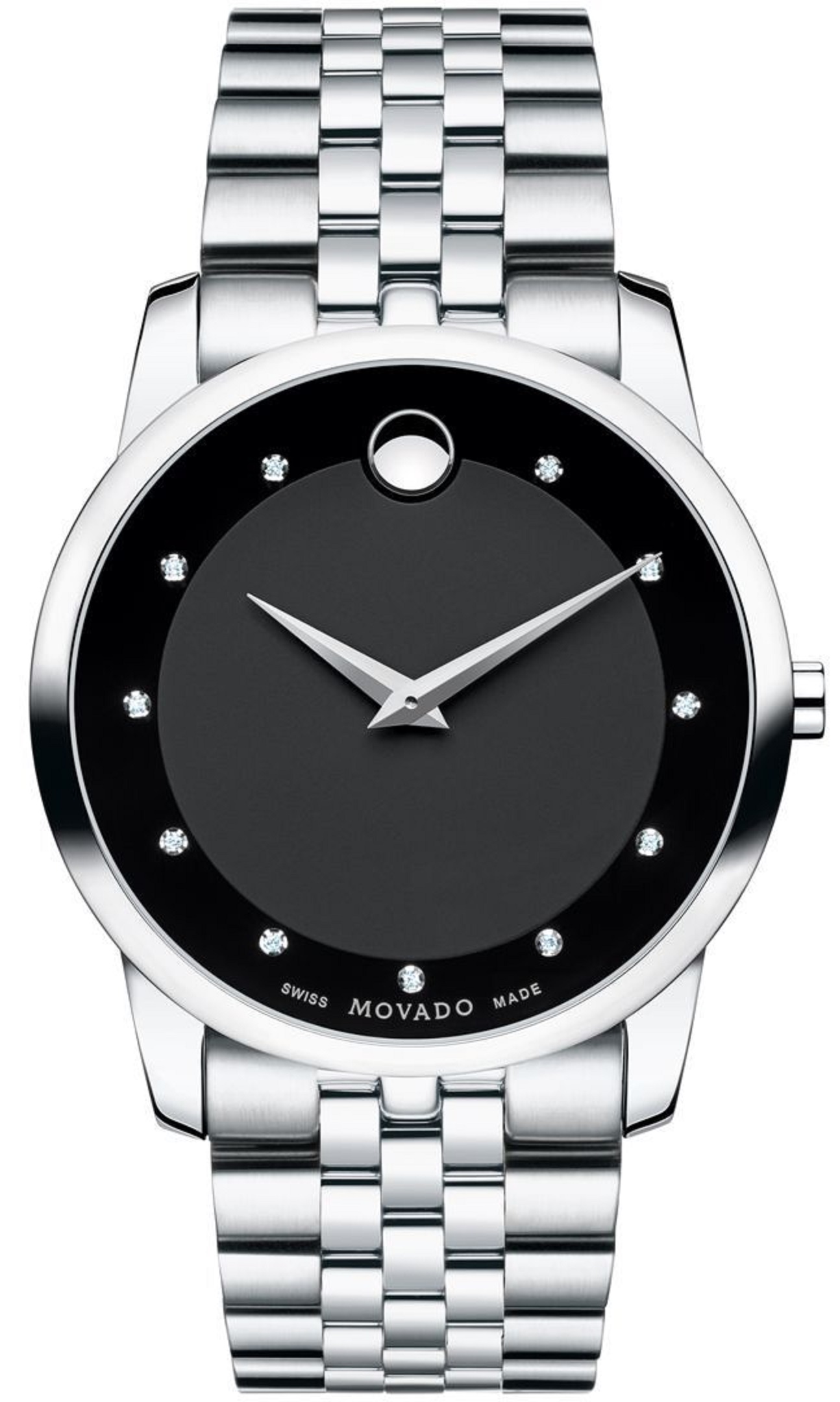 Movado Museum Classic 11 Diamonds Black Dial Silver Men's Watch 0606878