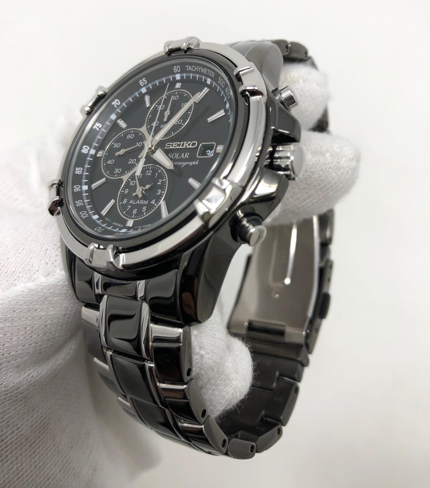 seiko solar chronograph two tone