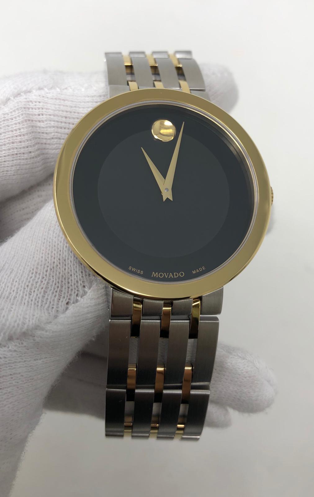 Movado Esperanza Black Museum Dial Two Tone PVD Steel Men's Watch