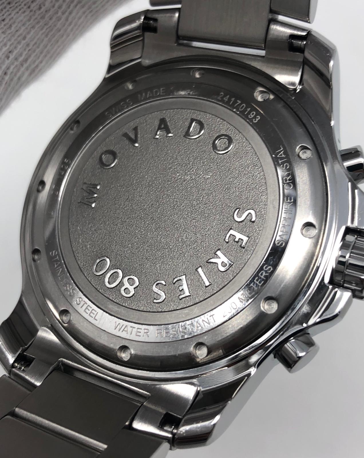 Movado Series 800 Sapphire Chronograph Blue Dial Silver Men's Watch