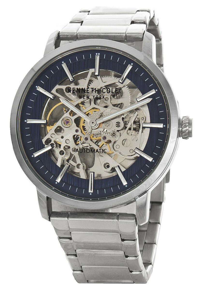 Kenneth Cole Automatic 20 Jewels Skeleton Dial Silver Men's Watch ...