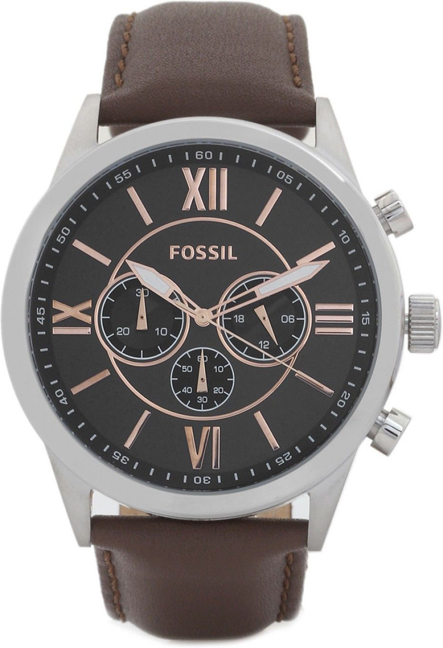 Fossil Flynn Chronograph Brown Leather Band Black Dial Men's Watch ...