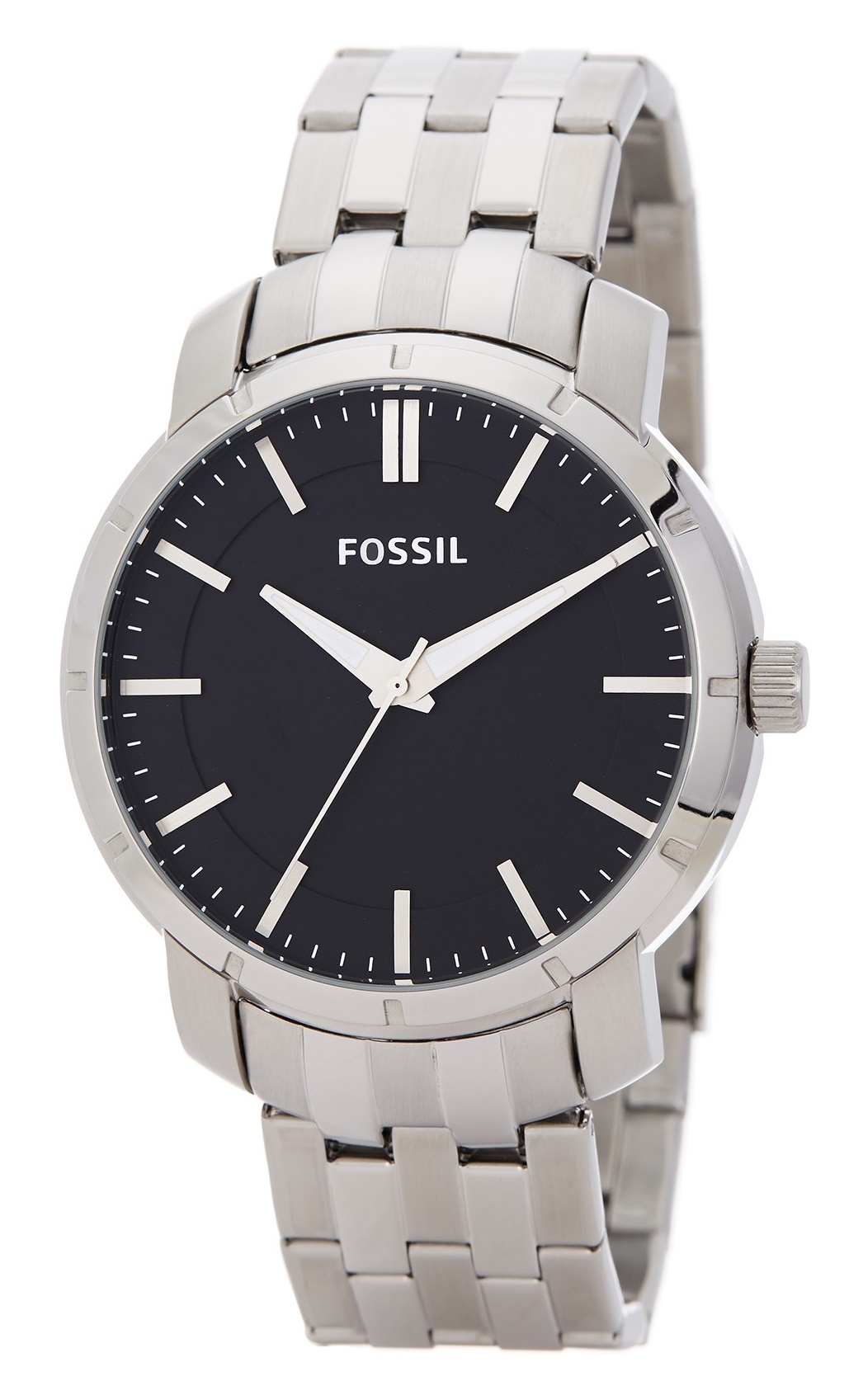 Fossil Lance 46mm Black Dial Silver Tone Stainless Steel Men's Watch ...