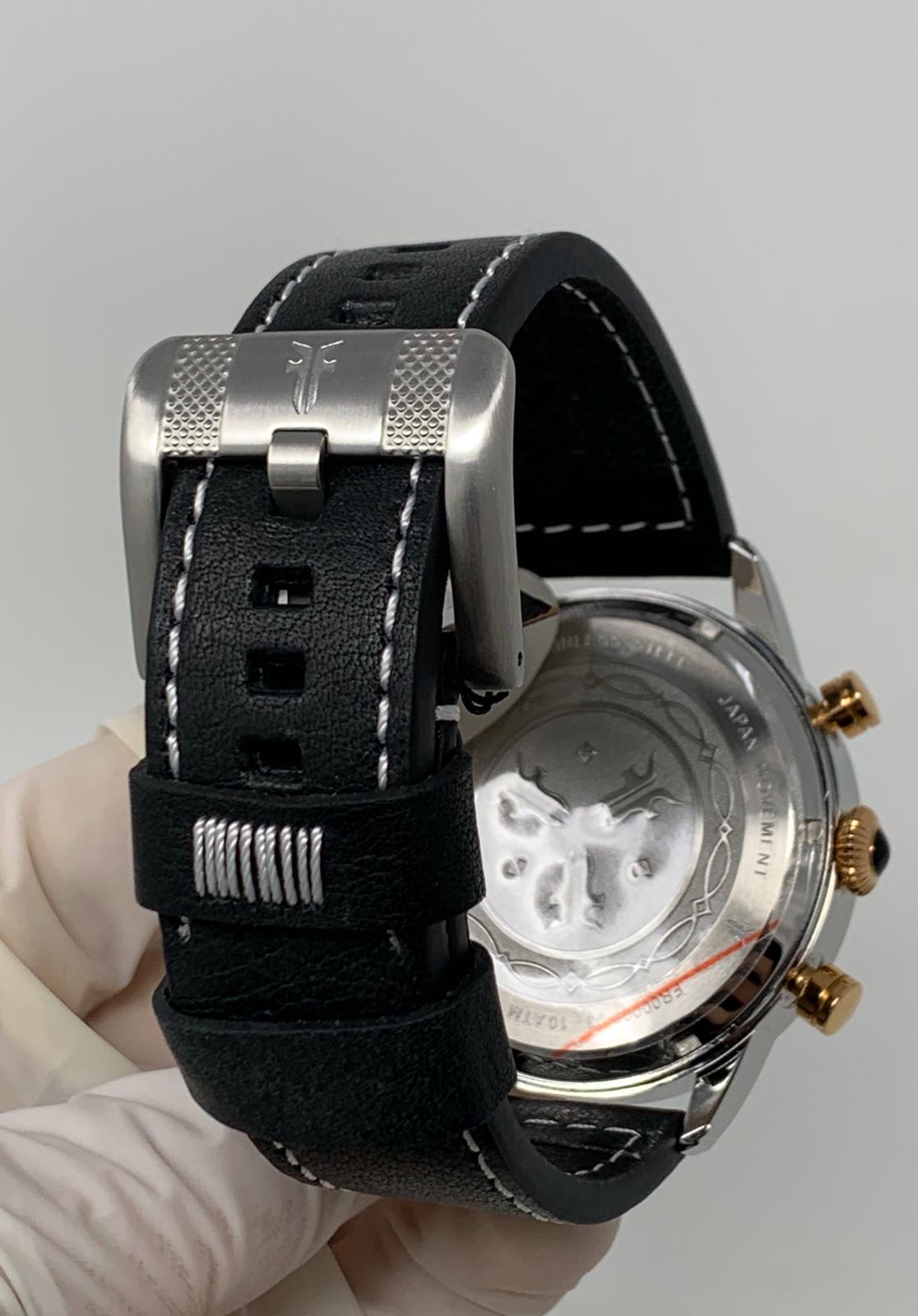 Frye Graham Chronograph 47mm Black Dial Black Leather Men's Watch ...