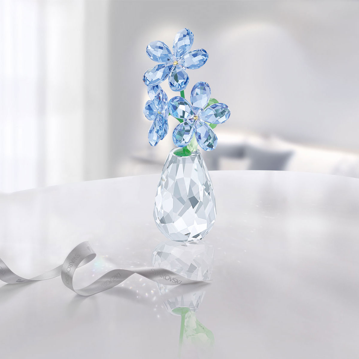 Swarovski Flower Dreams Blue Bouquet Stem Forget-Me-Not Crystal Vase ...