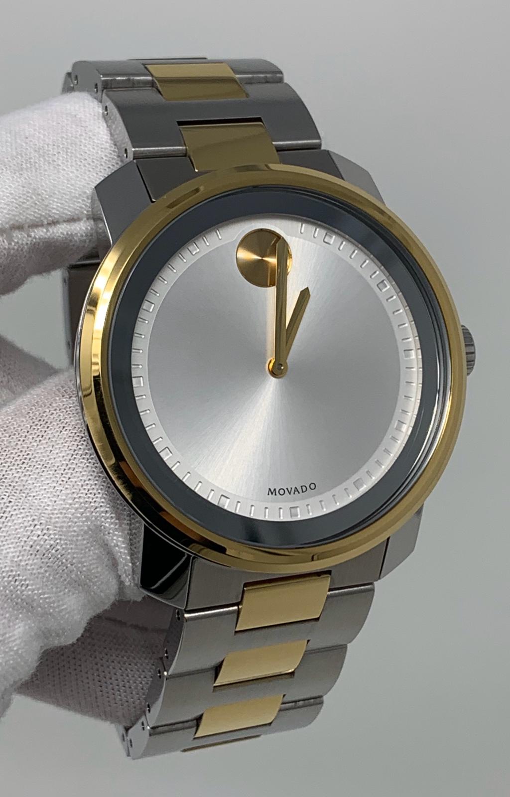 Movado Bold K1 Swiss 43mm Silver Dial Two Tone Steel Men's Watch