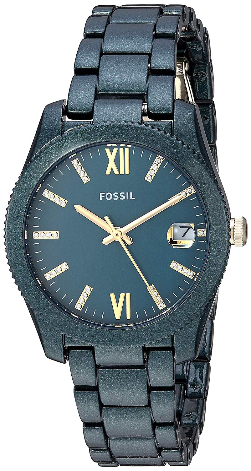 Fossil Mini Scarlette Crystals Glitz Jade Green Steel Women's Watch ...