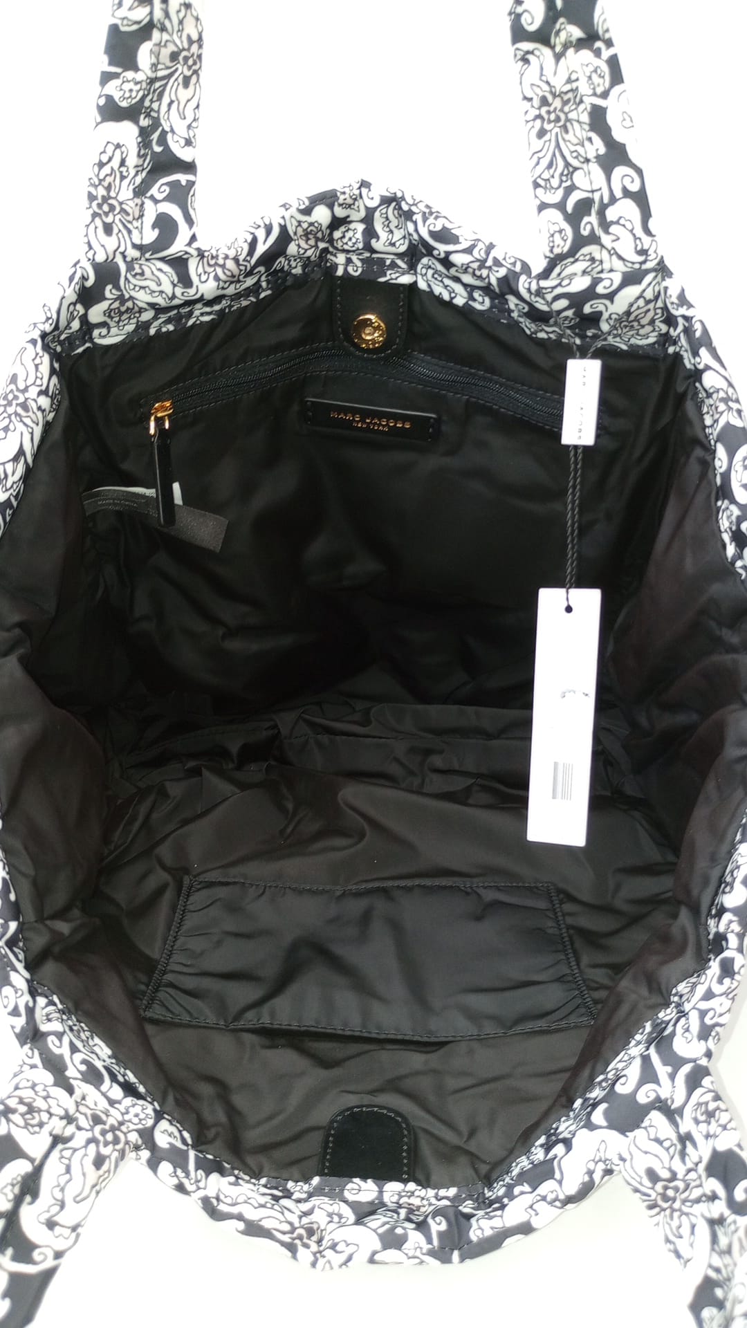 Marc Jacobs Quilted Mini Paisley Nylon Black/White Tote Bag