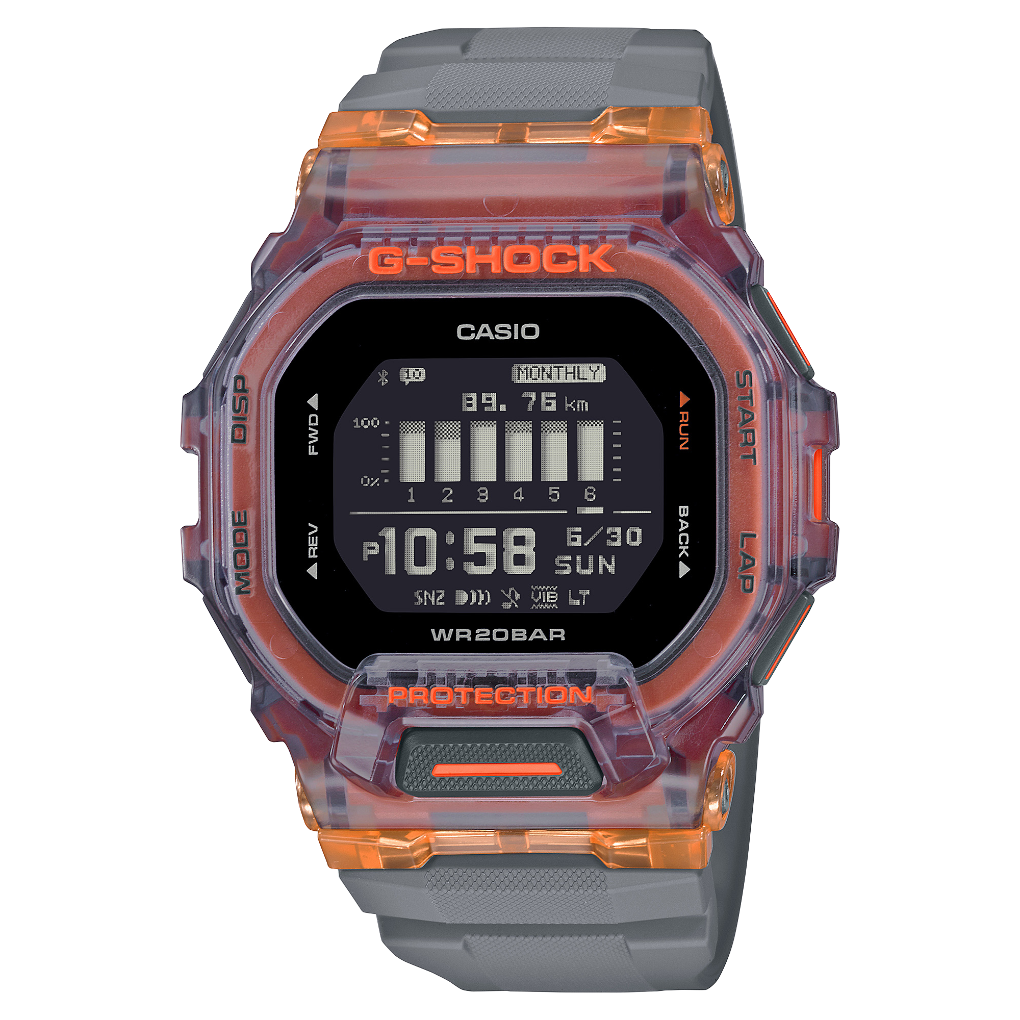 Casio G-Shock Move Digital Transparent Orange / Gray Men's Watch
